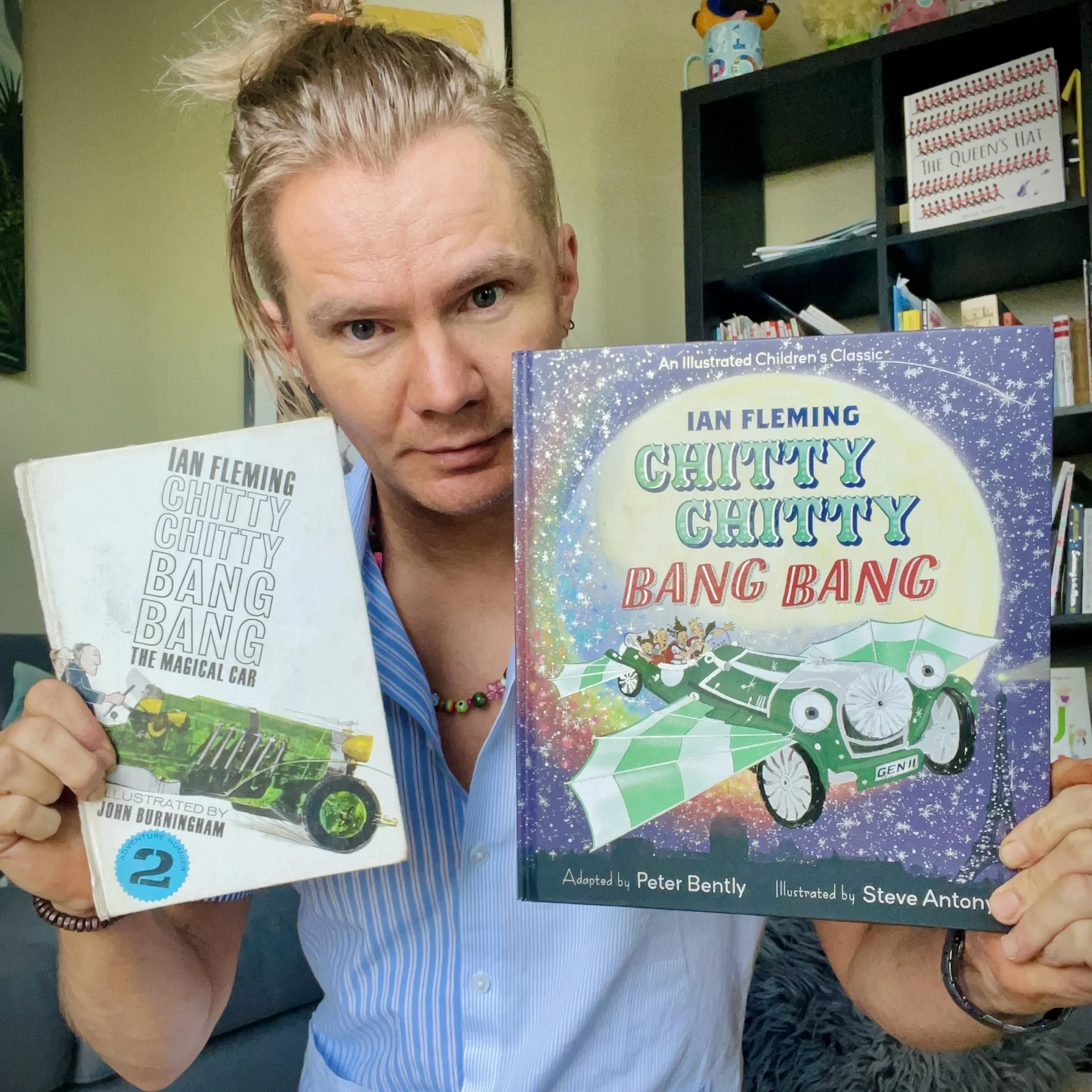 Steve Antony with original and his own version of Chitty Chitty Bang Bang